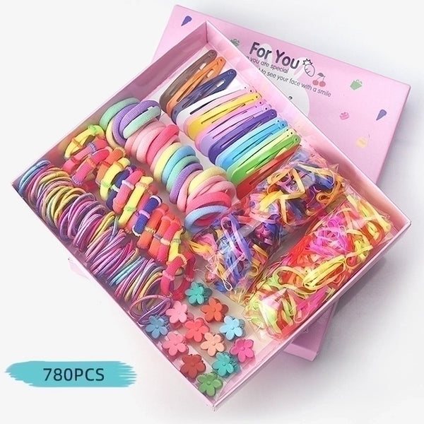 Fashion Flower Plastic Hair Clip Hair Tie 1 Set