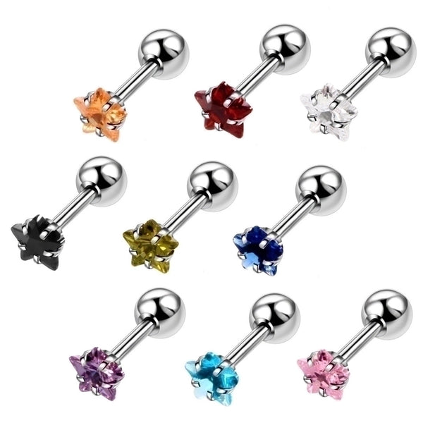 Fashion Flower Stainless Steel Inlay Zircon Ear Studs 1 Piece