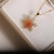 Fashion Flower Titanium Steel Inlay Zircon Pendant Necklace 1 Piece