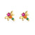 Fashion Four Leaf Clover Dragonfly Copper Gold Plated Zircon Ear Studs 1 Pair