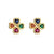 Fashion Four Leaf Clover Dragonfly Copper Gold Plated Zircon Ear Studs 1 Pair