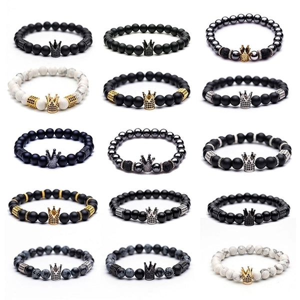 Fashion Frosted Natural Stone Crown Bracelets Wholesale