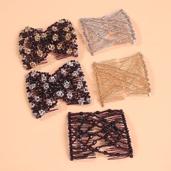 Fashion Geometric Alloy Resin Seed Bead Hair Combs 1 Piece