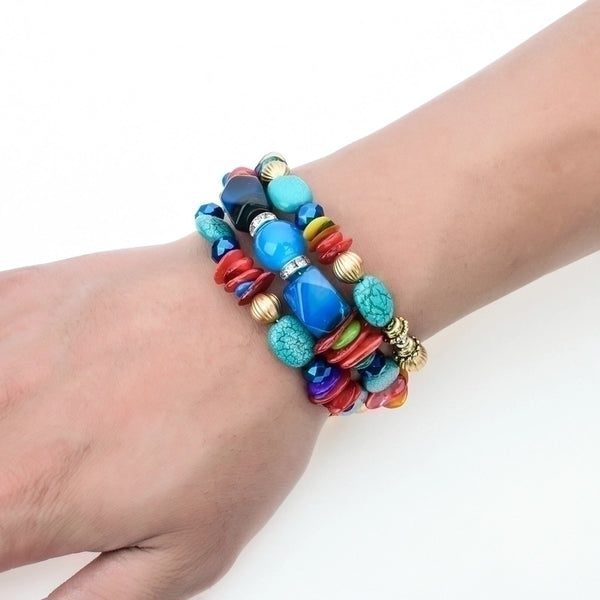 Fashion Geometric Color Block Alloy Natural Stone Women's Bracelets