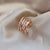 Fashion Geometric Copper Artificial Pearls Zircon Open Ring In Bulk