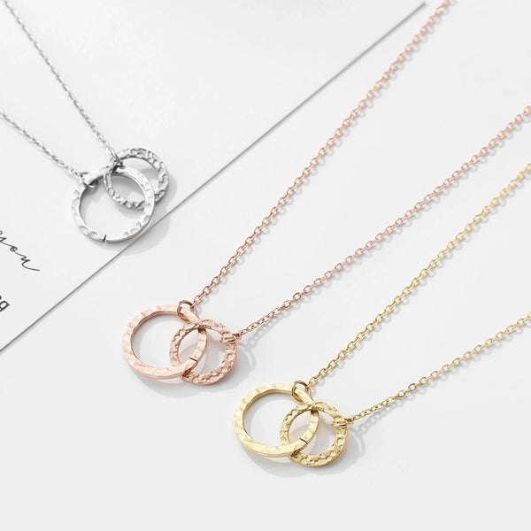 Fashion Geometric Double Circle Stainless Steel Women's Necklace Clavicle Chain