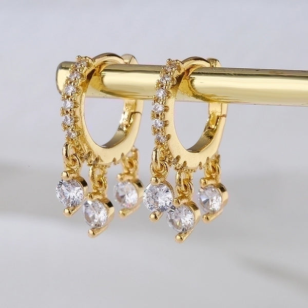 Fashion Geometric Inlaid Zircon Copper Zircon Earrings