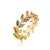 Fashion Geometric Leaf Copper Gold Plated Zircon Open Ring 1 Piece