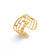 Fashion Geometric Palm Heart Shape Stainless Steel Hollow Out Gold Plated Open Ring