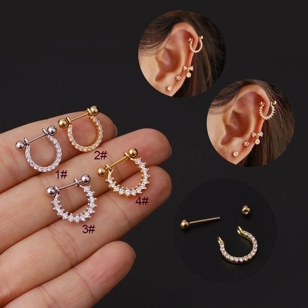 Fashion Geometric Plating Metal Artificial Gemstones Earrings Ear Studs