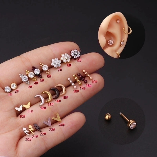 Ear Cartilage Rings & Studs Fashion Geometric 316L Stainless Steel  Plating