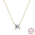 Fashion Geometric Square Silver Inlay Zircon Necklace