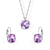 Fashion Geometric Stainless Steel Artificial Gemstones Earrings Necklace 1 Set