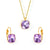 Fashion Geometric Stainless Steel Artificial Gemstones Earrings Necklace 1 Set