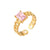 Fashion Geometric Stainless Steel Geometry National Tide Metal Zircon Gold Plated Rings