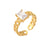 Fashion Geometric Stainless Steel Geometry National Tide Metal Zircon Gold Plated Rings