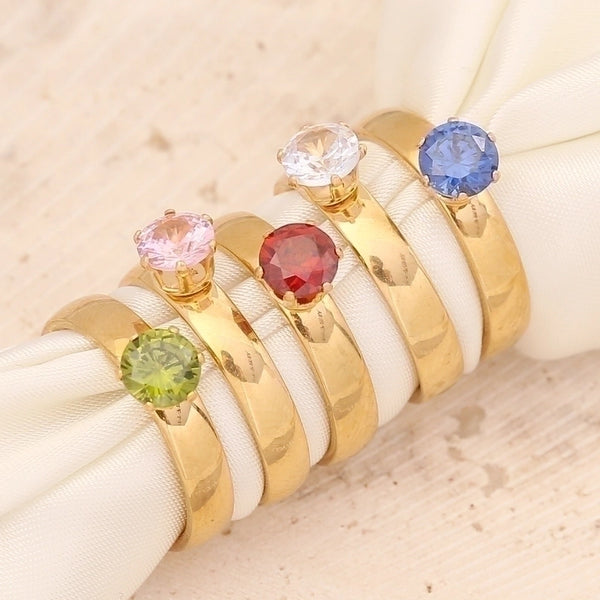 Fashion Geometric Stainless Steel Imitation Diamond Plating Rings 1 Piece