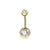 Fashion Geometric Stainless Steel Inlay Zircon Belly Ring