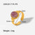 Fashion Geometric Stainless Steel Open Ring Gold Plated Artificial Gemstones Stainless Steel Rings