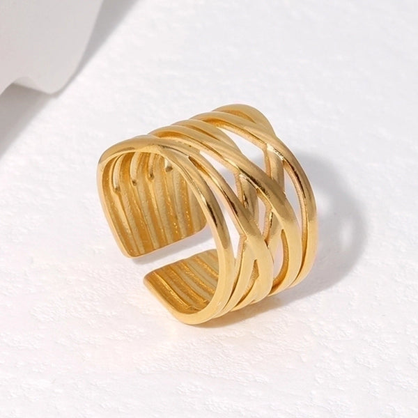 Fashion Geometric Stainless Steel Plating Open Ring