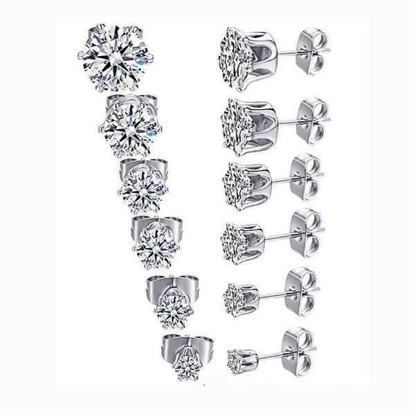 Fashion Geometric Stainless Steel Plating Zircon Ear Studs 1 Pair