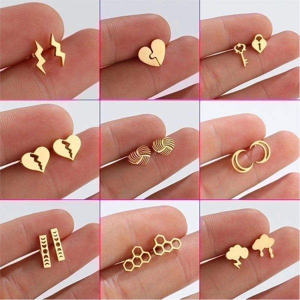 Fashion Geometric Titanium Steel Ear Studs Plating No Inlaid Stainless Steel Earrings