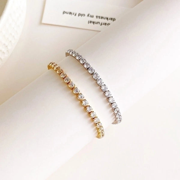 Fashion Geometric 304 Stainless Steel Gold Plated Zircon Bracelets In Bulk