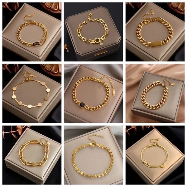 Fashion Geometric Titanium Steel Plating Inlay Zircon Bracelets