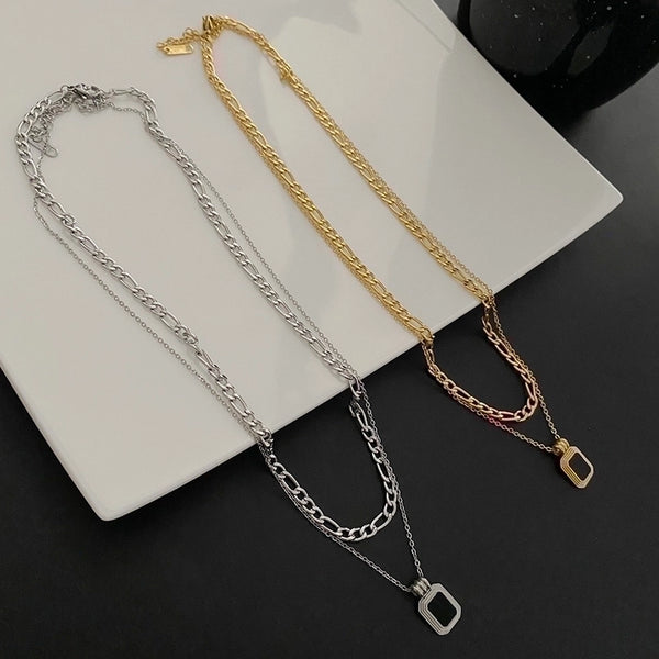 Fashion Geometric Titanium Steel Plating Layered Necklaces 1 Piece