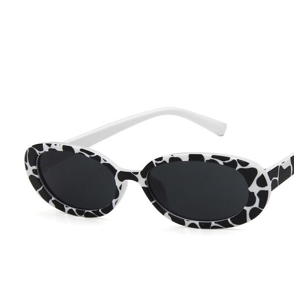 Fashion Geometric Zebra Leopard Ac Oval Frame Full Frame Women's Sunglasses