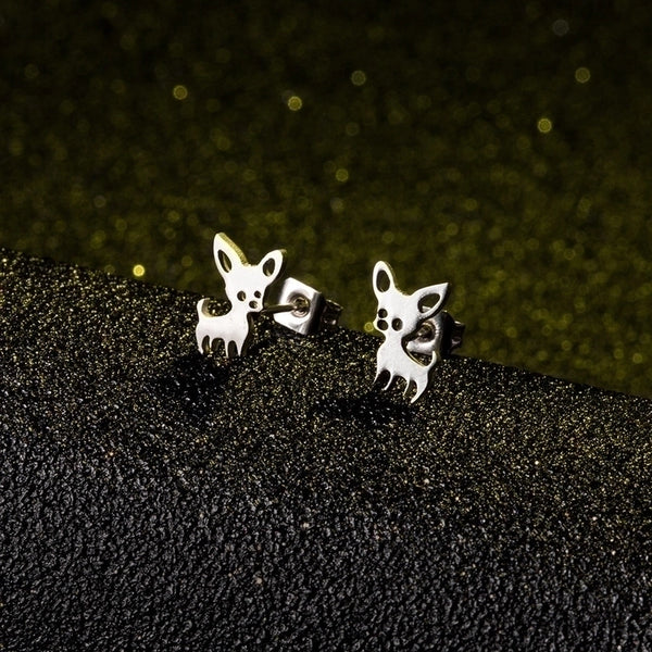 Fashion Gold Silver Puppy Alloy Earrings Wholesale