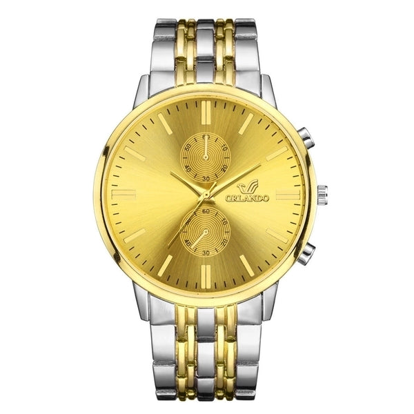 Fashion Gold Stainless Steel Belt Men's Business Quartz Watch