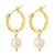 Fashion Heart Devil Eye Plated 14k Real Gold Zircon Pearl Copper Earrings