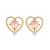 Fashion Heart Shape Brass Gem Ear Studs