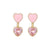 Fashion Heart Shape Brass Gem Ear Studs