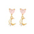 Fashion Heart Shape Brass Gem Ear Studs