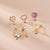 Fashion Heart Shape Butterfly Stainless Steel Inlay Zircon Ear Studs 1 Piece