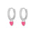 Fashion Heart Shape Copper Enamel Inlay Zircon Drop Earrings 1 Pair