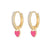 Fashion Heart Shape Copper Enamel Inlay Zircon Drop Earrings 1 Pair