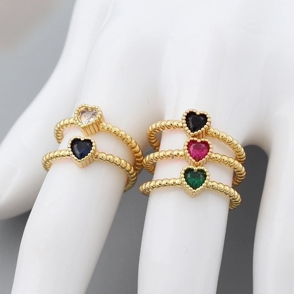 Fashion Heart Shape Copper Open Ring Plating Zircon Copper Rings