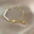 Fashion Heart Shape Copper Pearl Inlay Artificial Gemstones Bracelets 1 Piece