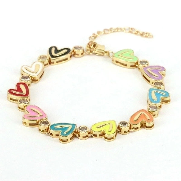 Fashion Heart Shape Copper Plating Zircon Bracelets