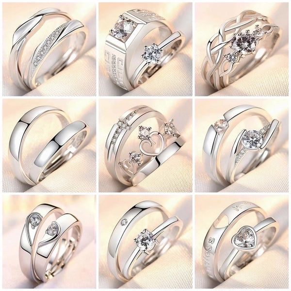 Fashion Heart Shape Crown Copper Plating Rhinestones Rings