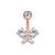 Fashion Heart Shape Flower Butterfly Stainless Steel Plating Inlay Zircon Belly Ring 1 Piece