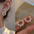 Fashion Heart Shape Flower Copper Beaded Plating Inlay Pearl Zircon Earrings Ear Studs 1 Pair