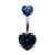 Fashion Heart Shape Stainless Steel Inlaid Zircon Belly Ring 1 Piece