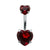 Fashion Heart Shape Stainless Steel Inlaid Zircon Belly Ring 1 Piece