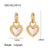 Fashion Heart Shape Stainless Steel Inlay Shell Drop Earrings 1 Pair