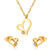 Fashion Heart Shape Stainless Steel Inlay Zircon Earrings Necklace 1 Set