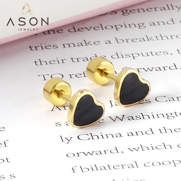 Fashion Heart Shape Stainless Steel Plating Ear Studs 1 Pair